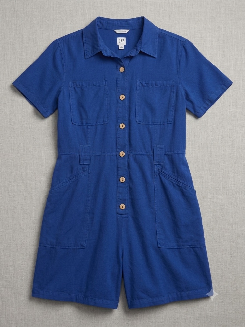Love Tree Royal Blue Button-Front Romper